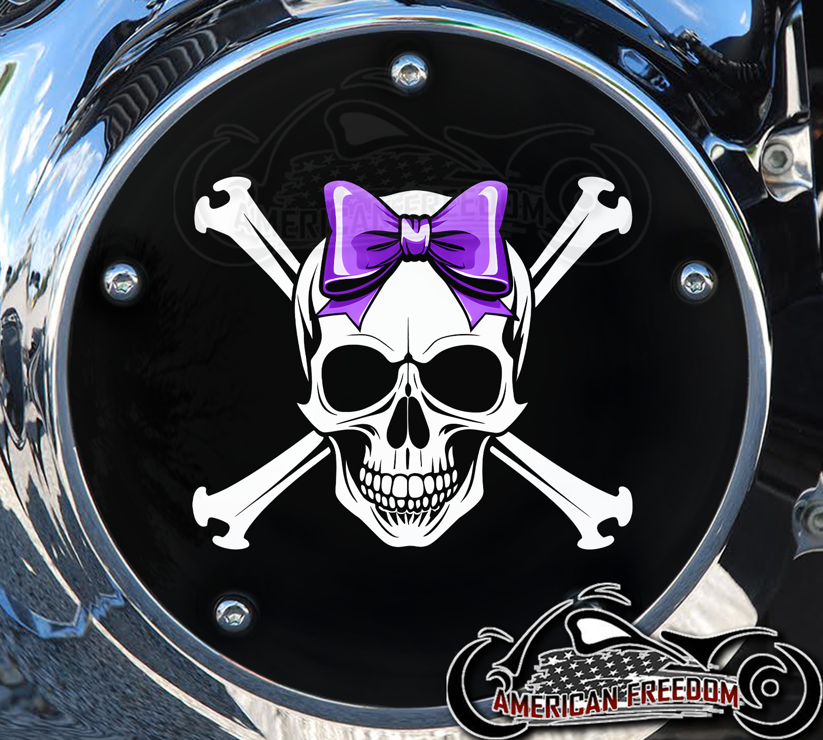 Custom Derby Cover - Ribbon Skull Purple